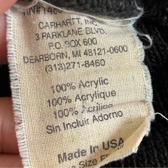 Carhartt vintage made in the USA ribknit brown grunge beanie cap - Picture 7 of 7